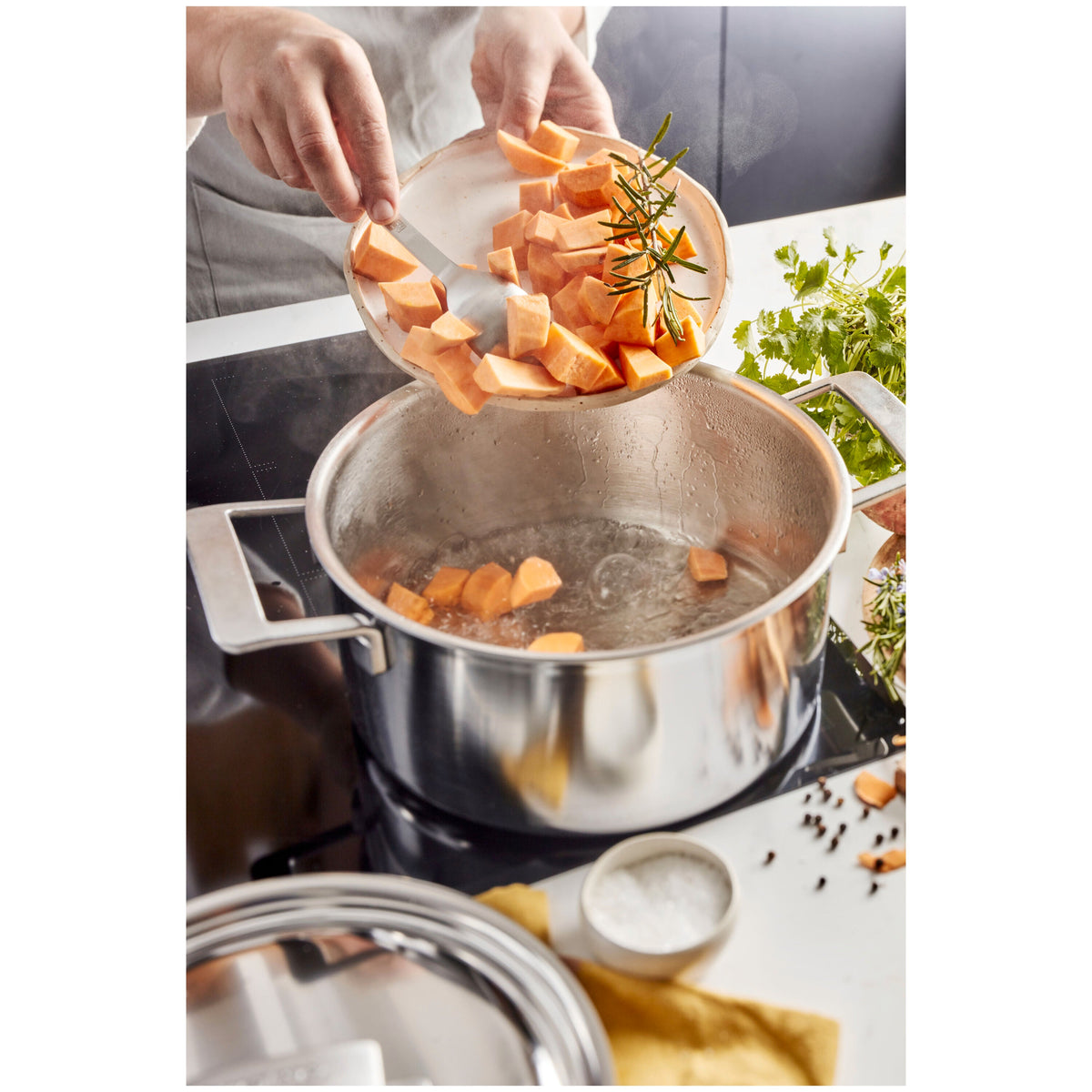 Demeyere Industry 5 5.5 qt, 18/10 Stainless Steel, Dutch Oven With Lid