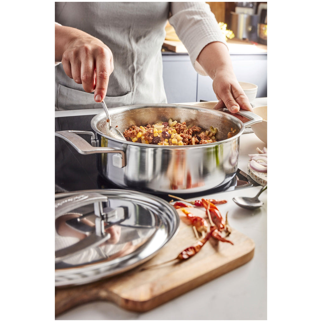 Demeyere Industry 5 3.5 qt, Deep Sauté Pan With Double Handle And Lid
