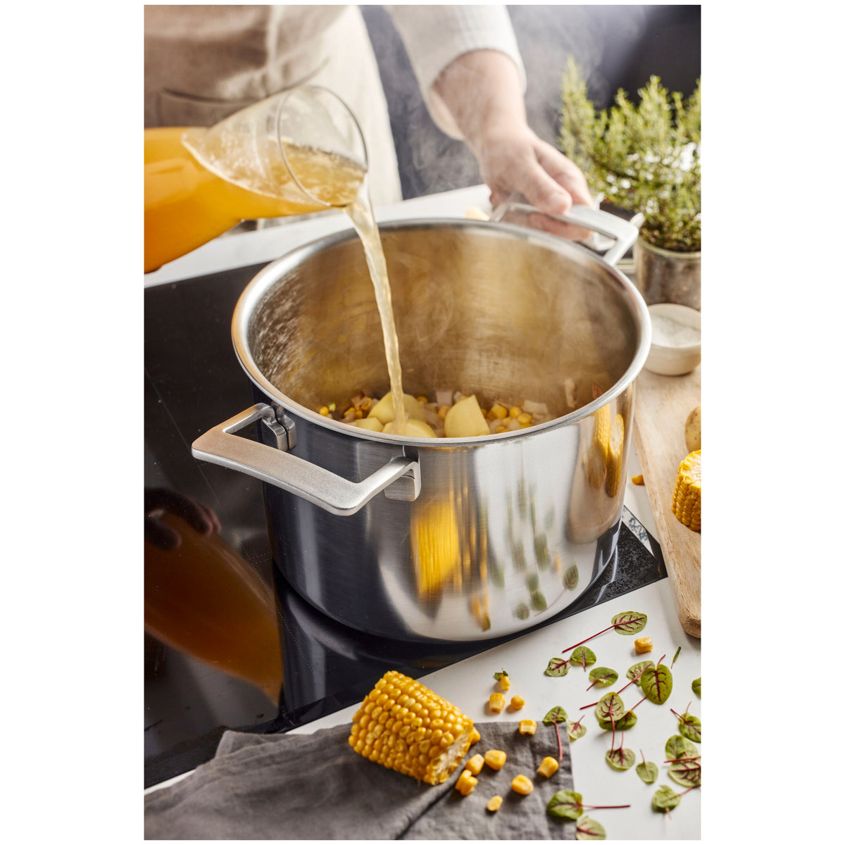 Demeyere Industry 5 8.5 qt Stock Pot With Lid, 18/10 Stainless Steel
