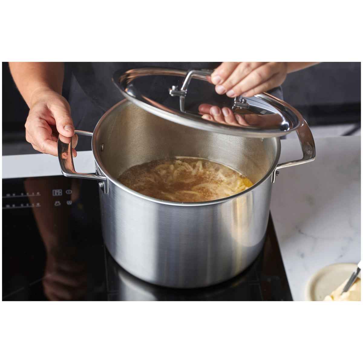 Demeyere Essential 5 8 qt Stock Pot, 18/10 Stainless Steel