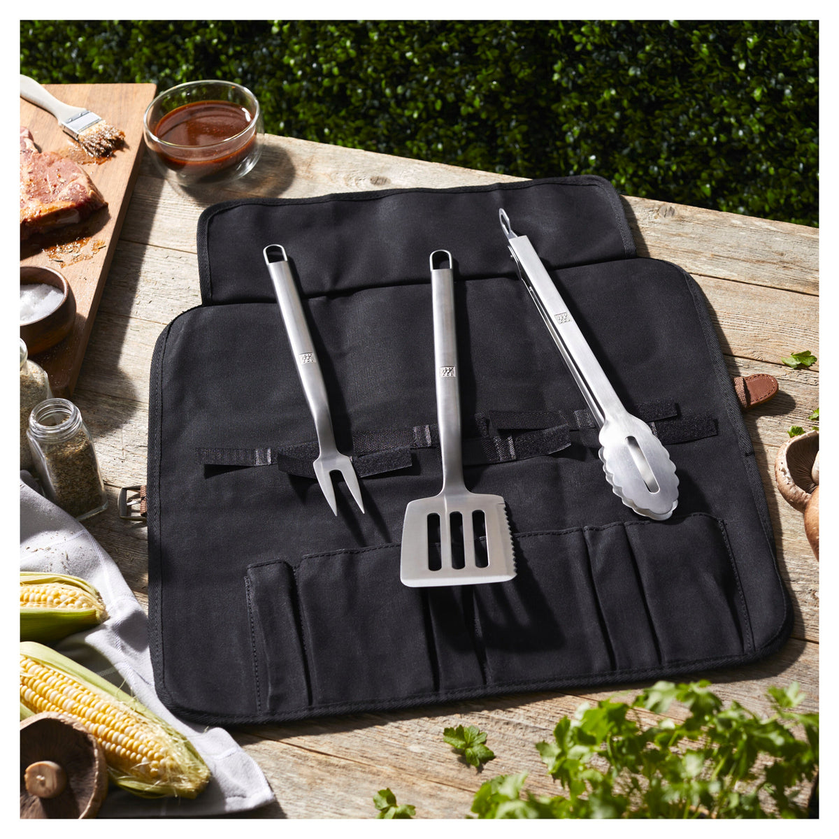 ZWILLING BBQ Chefs Tool Storage Wrap - Brown Canvas