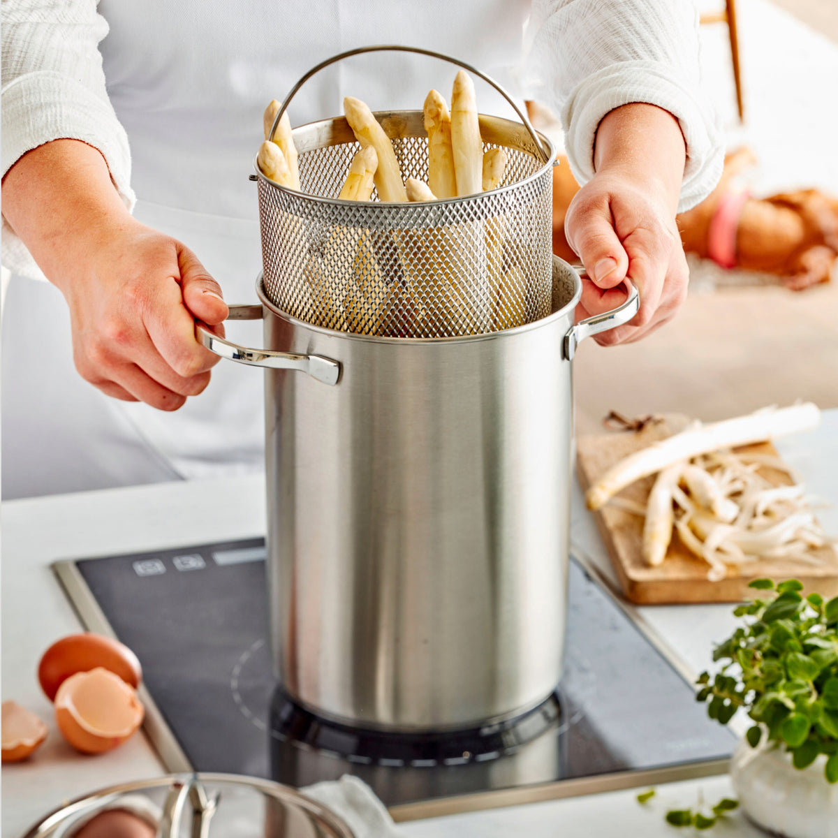 Demeyere Resto 4.8 qt Asparagus/Pasta Cooker Set, 18/10 Stainless Steel