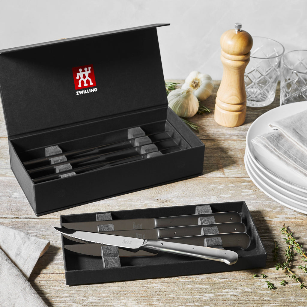ZWILLING Steak Sets 8-pc, 18/10 Stainless Steel Porterhouse Steak Knife Set In Black Presentation Box