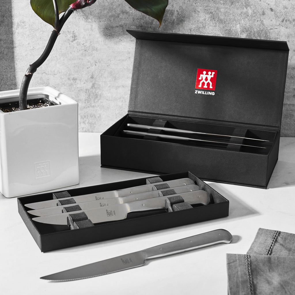 ZWILLING Steak Sets 8-pc, 18/10 Stainless Steel Porterhouse Steak Knife Set In Black Presentation Box
