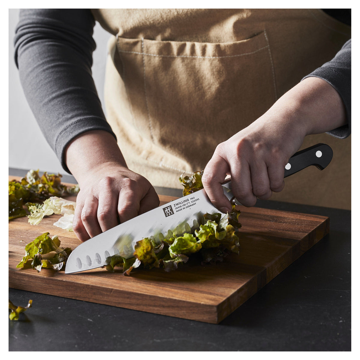 ZWILLING Pro 7-inch, Hollow Edge Slim Santoku Knife