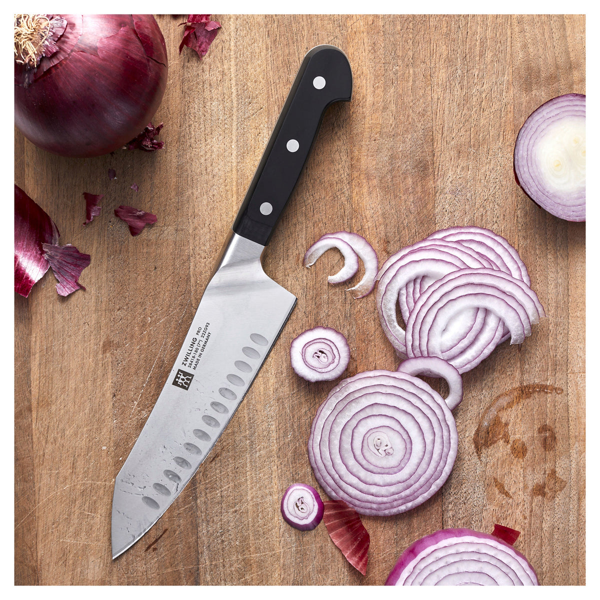ZWILLING Pro 7-inch Rocking Santoku Knife, Hollow Edge