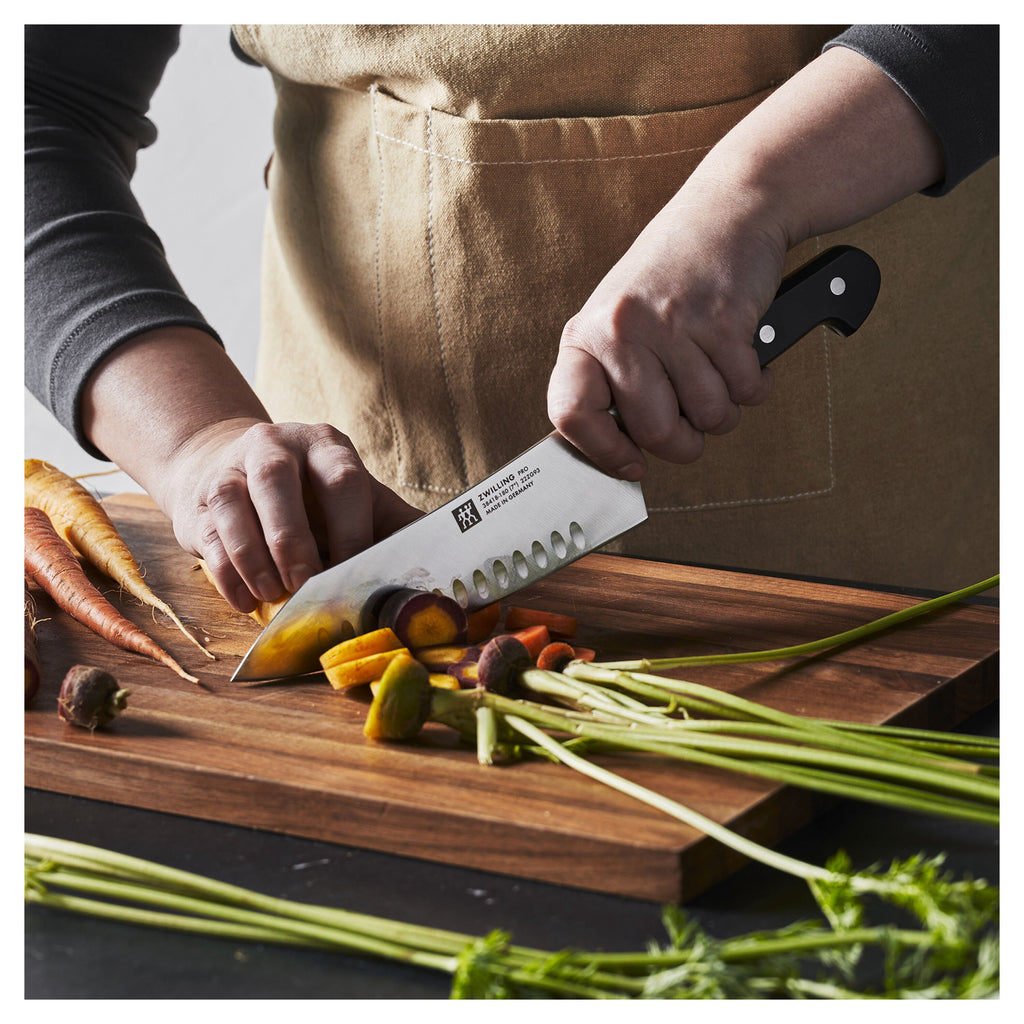ZWILLING Pro 7-inch Rocking Santoku Knife, Hollow Edge