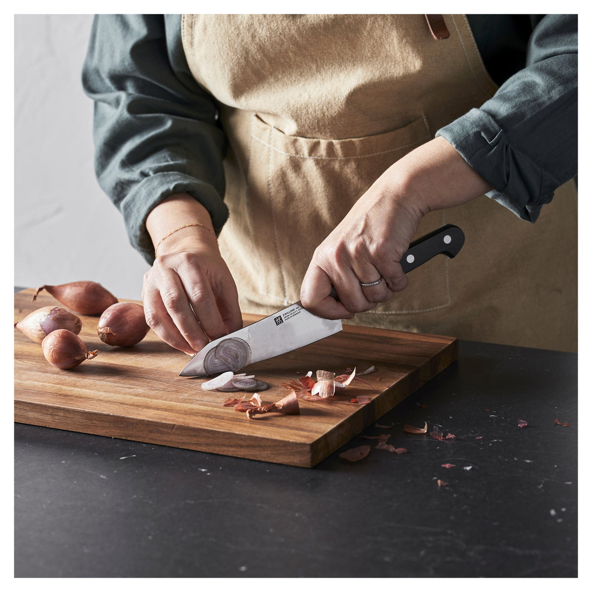ZWILLING Pro 7-inch Rocking Santoku Knife, Hollow Edge