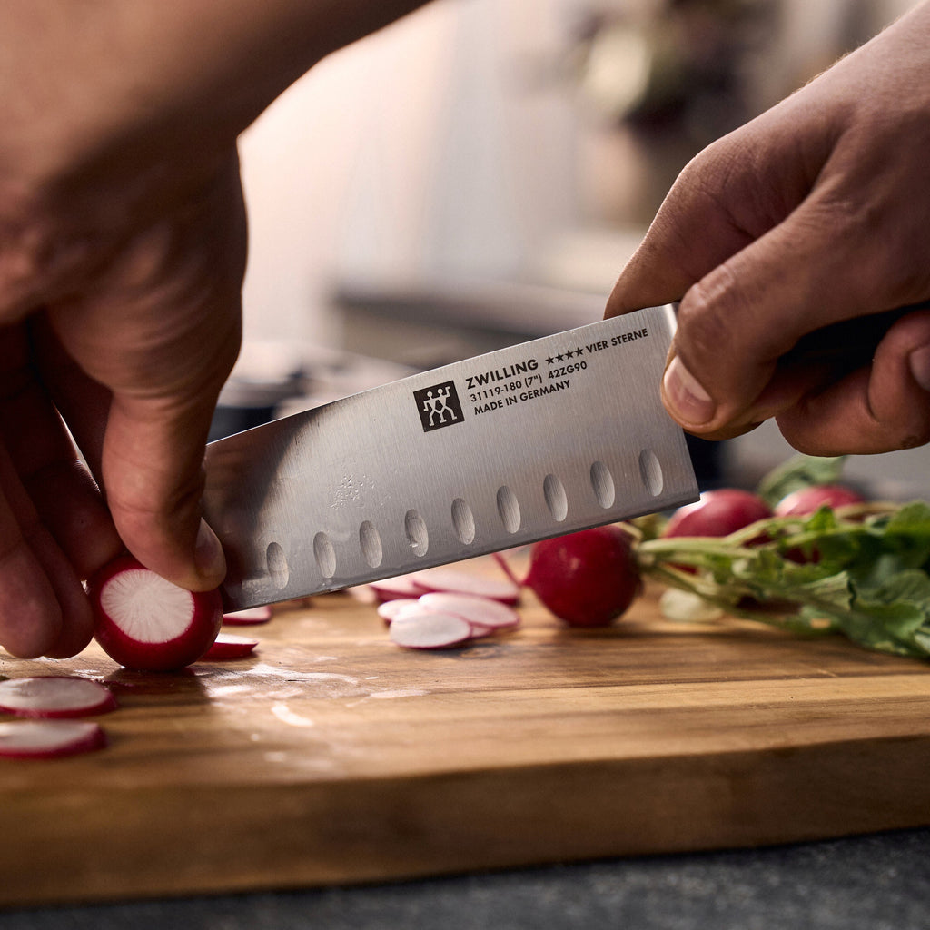ZWILLING Four Star Santoku 7 inch, hollow edge