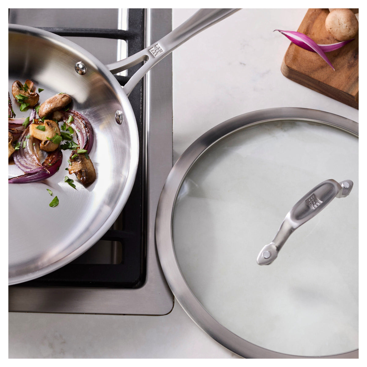 ZWILLING Spirit Stainless 3 Ply, 9.5-inch, 18/10 Stainless Steel, Frying Pan With Glass Lid