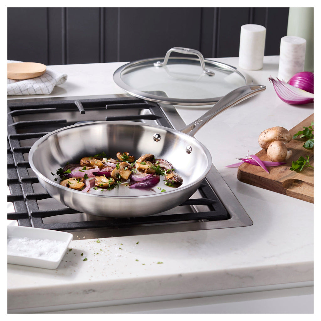 ZWILLING Spirit Stainless 3 Ply, 9.5-inch, 18/10 Stainless Steel, Frying Pan With Glass Lid