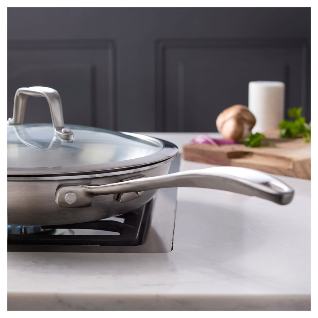 ZWILLING Spirit Stainless 3 Ply, 9.5-inch, 18/10 Stainless Steel, Frying Pan With Glass Lid