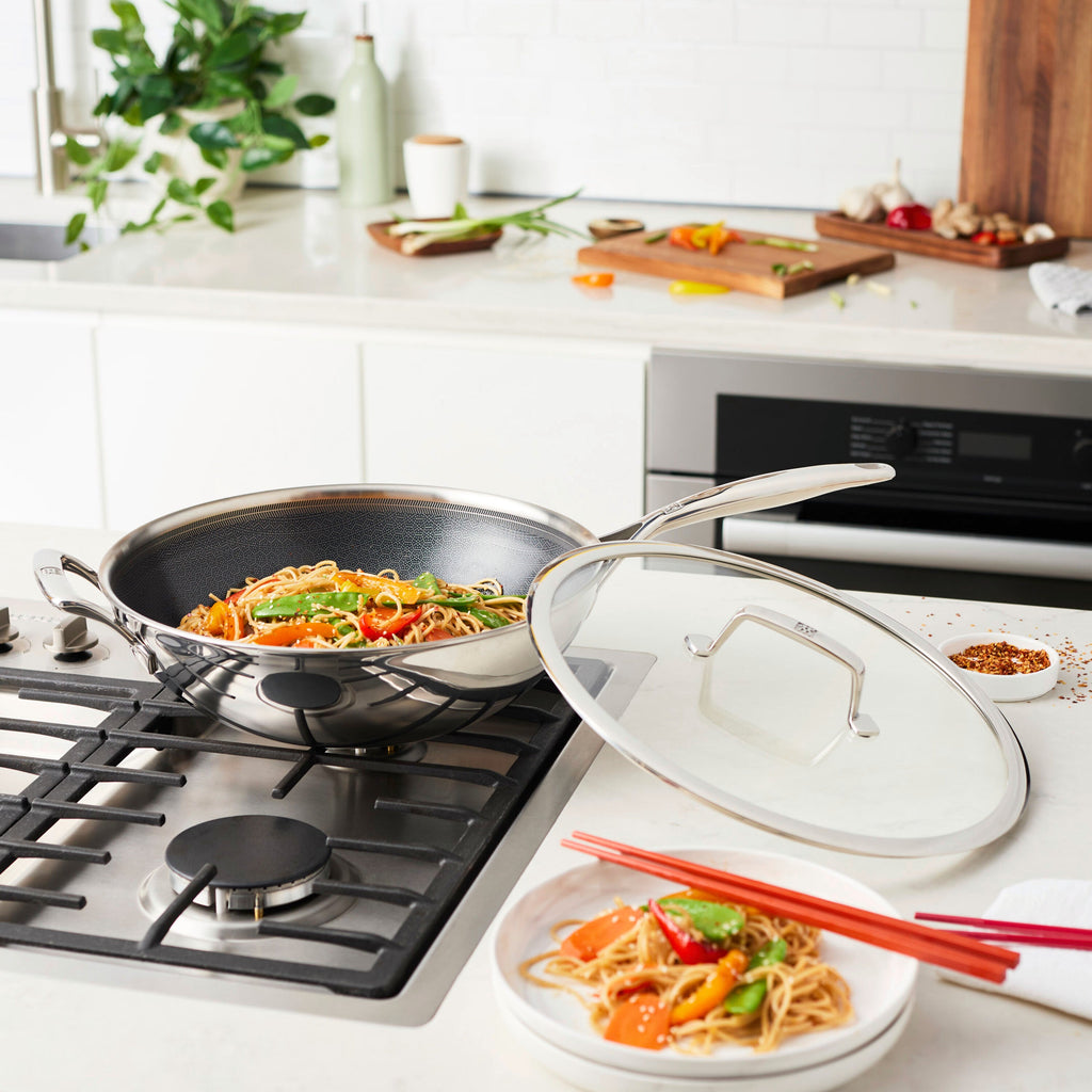 ZWILLING Peak 12-inch, 18/10 Stainless Steel, Wok With Lid Ceramic Hybrid