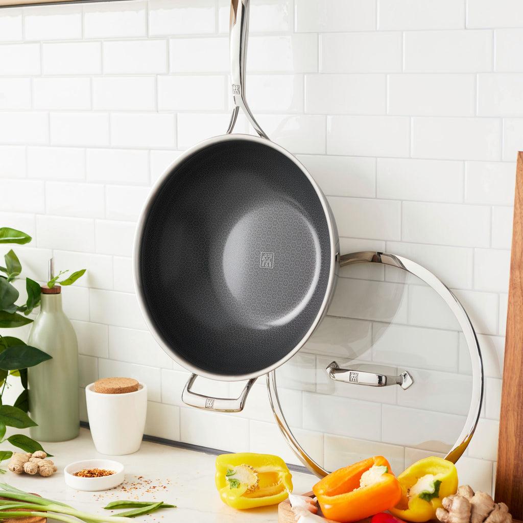 ZWILLING Peak 12-inch, 18/10 Stainless Steel, Wok With Lid Ceramic Hybrid