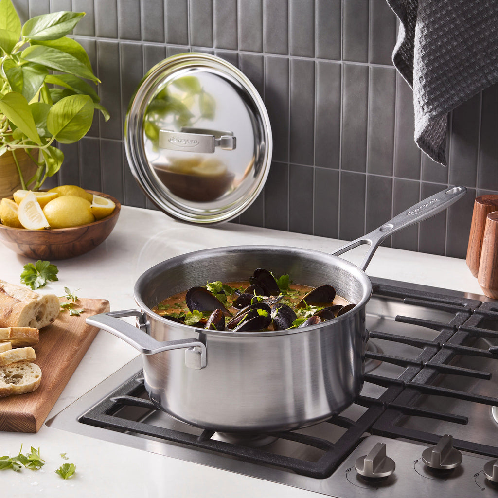 Demeyere Industry 5 4.25 qt Sauce Pan With Lid, 18/10 Stainless Steel