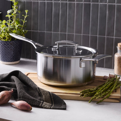 Demeyere Industry 5 4.25 qt Sauce Pan With Lid, 18/10 Stainless Steel