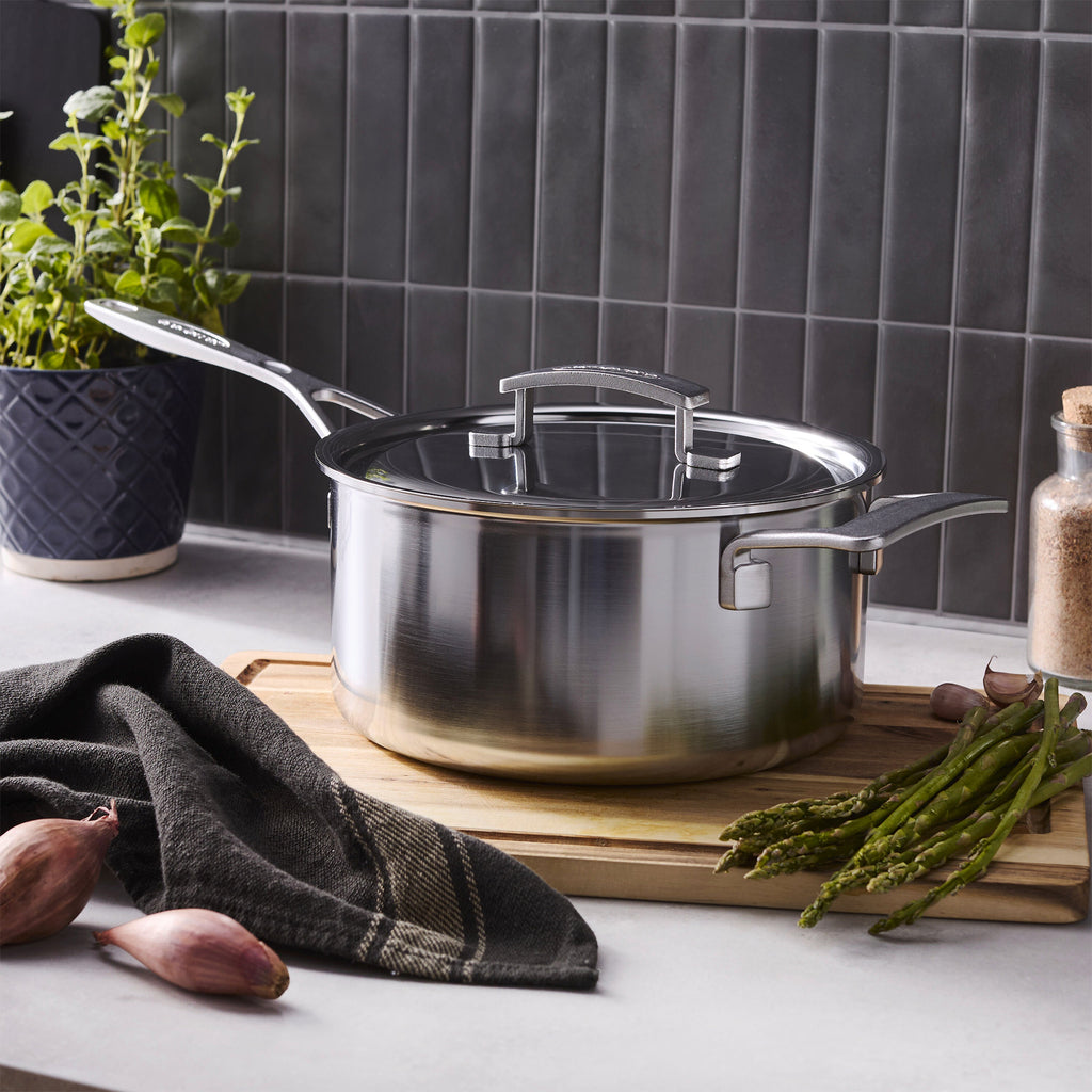 Demeyere Industry 5 4.25 qt Sauce Pan With Lid, 18/10 Stainless Steel